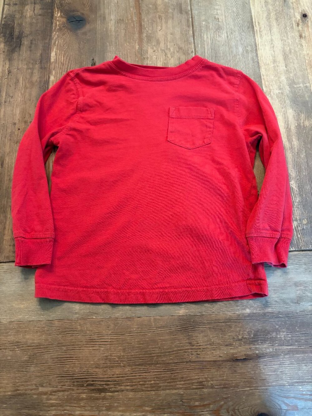 Carter's Boys Red Long Sleeve Pocket T-Shirt XS 4-5 100% Cotton